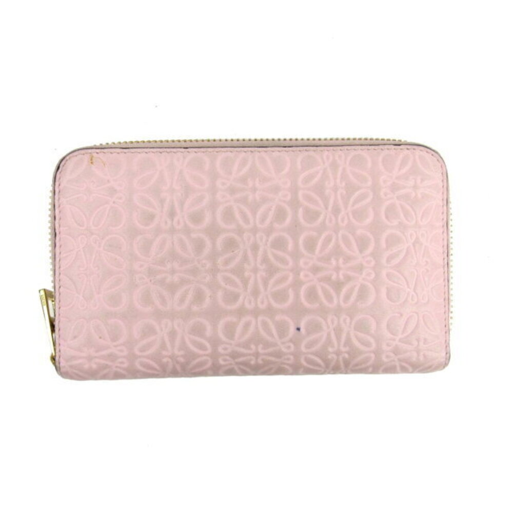 Loewe Compact Round Wallet Pink Leather